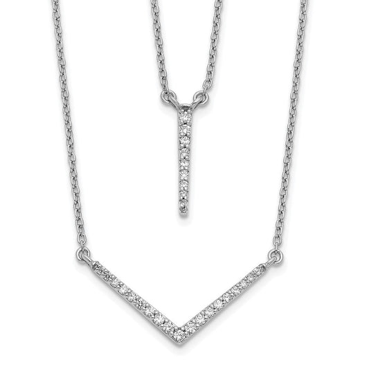 14k white gold real diamond double strand 18 inch necklace pm3751 025 wa