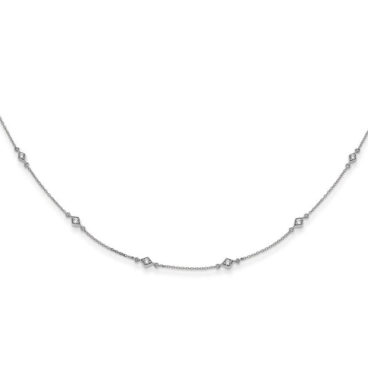 14k white gold real diamond multi station necklace pm3754 050 wa