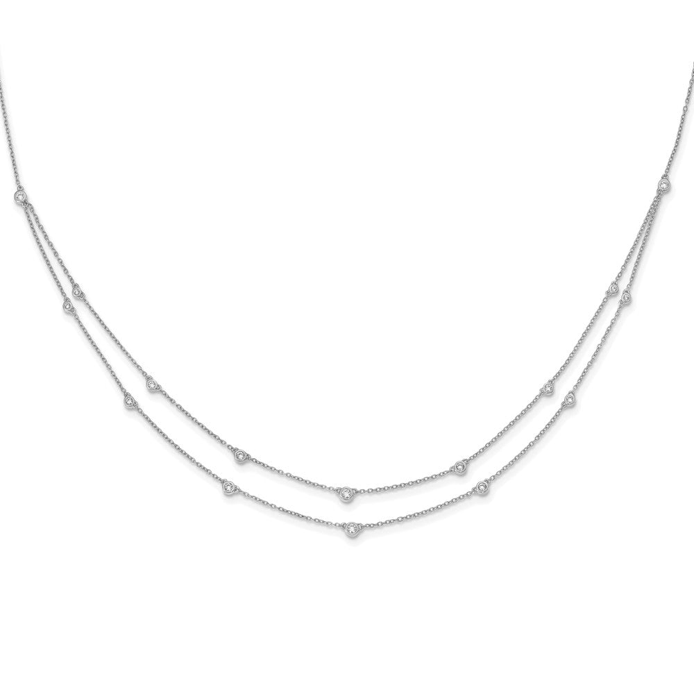 14k white gold real diamond multi station double strand necklace pm3755 050 wa