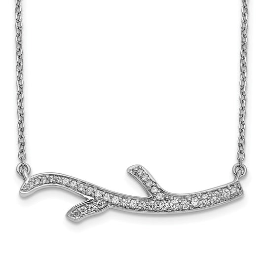 14k white gold real diamond branch necklace pm3756 025 wa 18