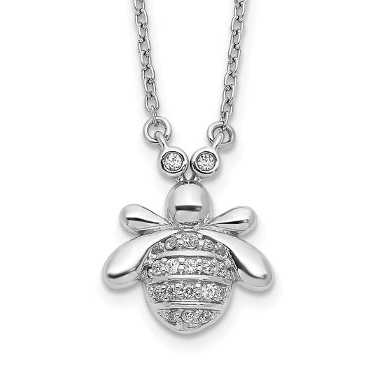 14k white gold real diamond bee 18 inch necklace pm3760 010 wa