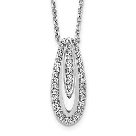 14k white gold real diamond drop necklace pm3762 025 wa