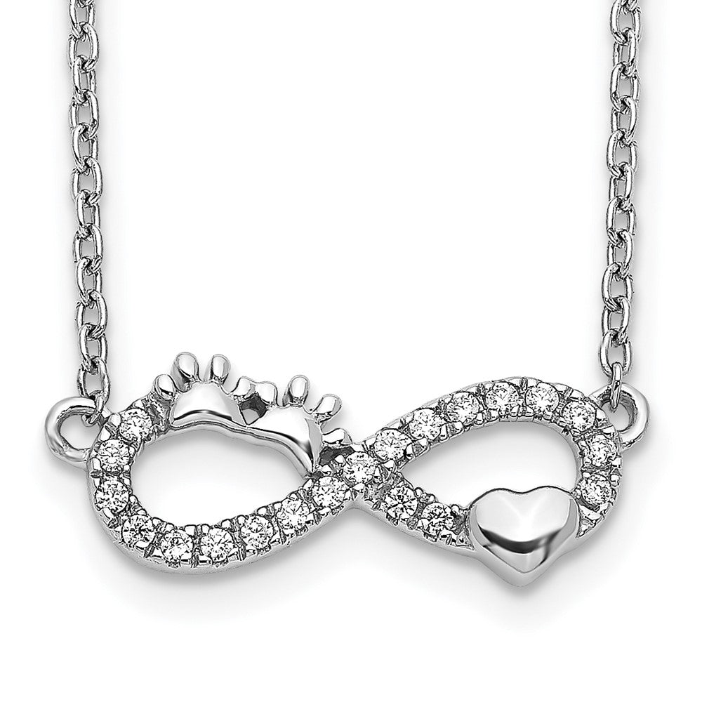 14k white gold real diamond infinity pawprint heart 18 inch necklace pm3763 010 wa
