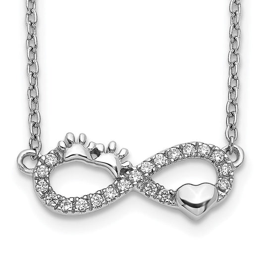 14k white gold real diamond infinity pawprint heart 18 inch necklace pm3763 010 wa
