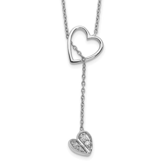 14k white gold real diamond heart w dangle 18 inch necklace pm3769 008 wa