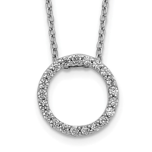 14k white gold real diamond circle 18 inch necklace pm3781 025 wa