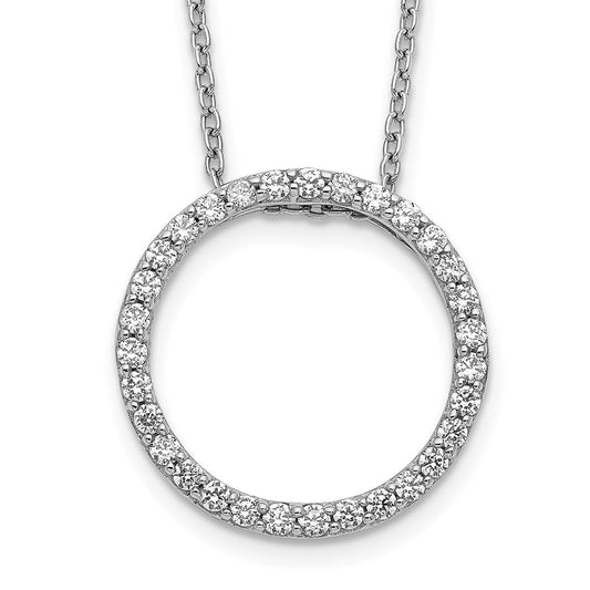 14k white gold real diamond circle 18 inch necklace pm3781 050 wa