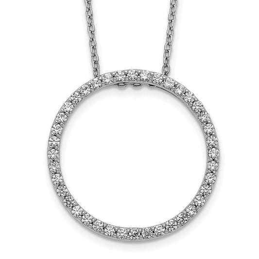 14k white gold real diamond circle 18 inch necklace pm3781 060 wa
