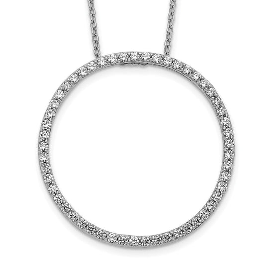 14k white gold real diamond circle 18 inch necklace pm3781 080 wa