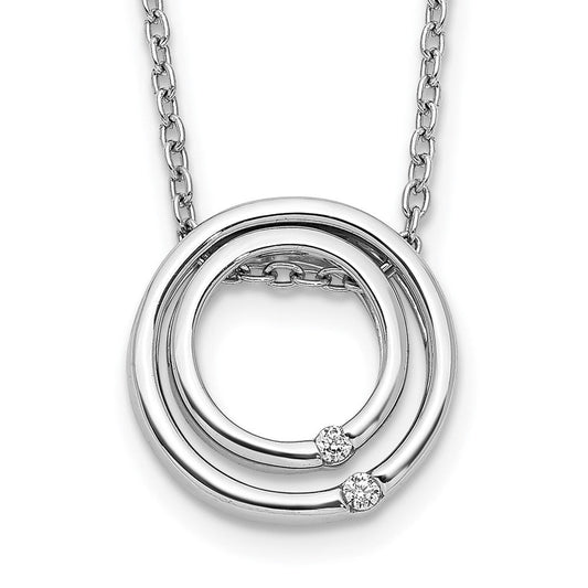 14k white gold real diamond double circle necklace pm3782 005 wa