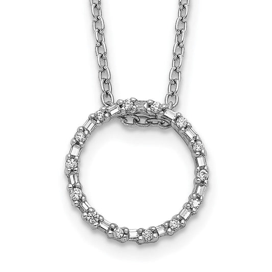 14k white gold real diamond circle necklace pm3787 007 wa