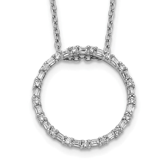 14k white gold real diamond circle necklace pm3787 025 wa