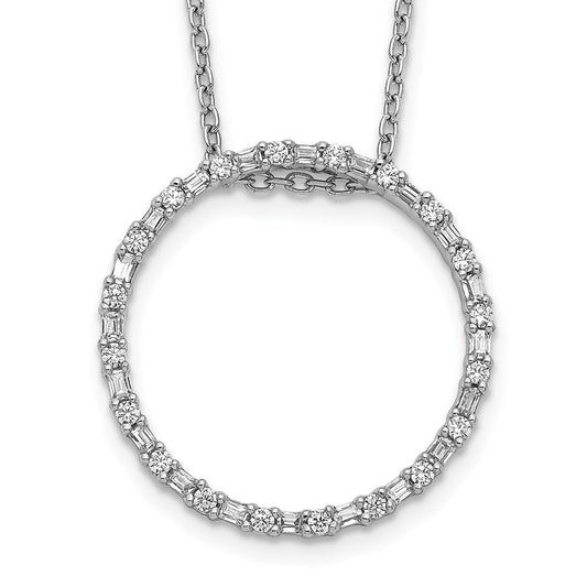 14k white gold real diamond circle necklace pm3787 030 wa