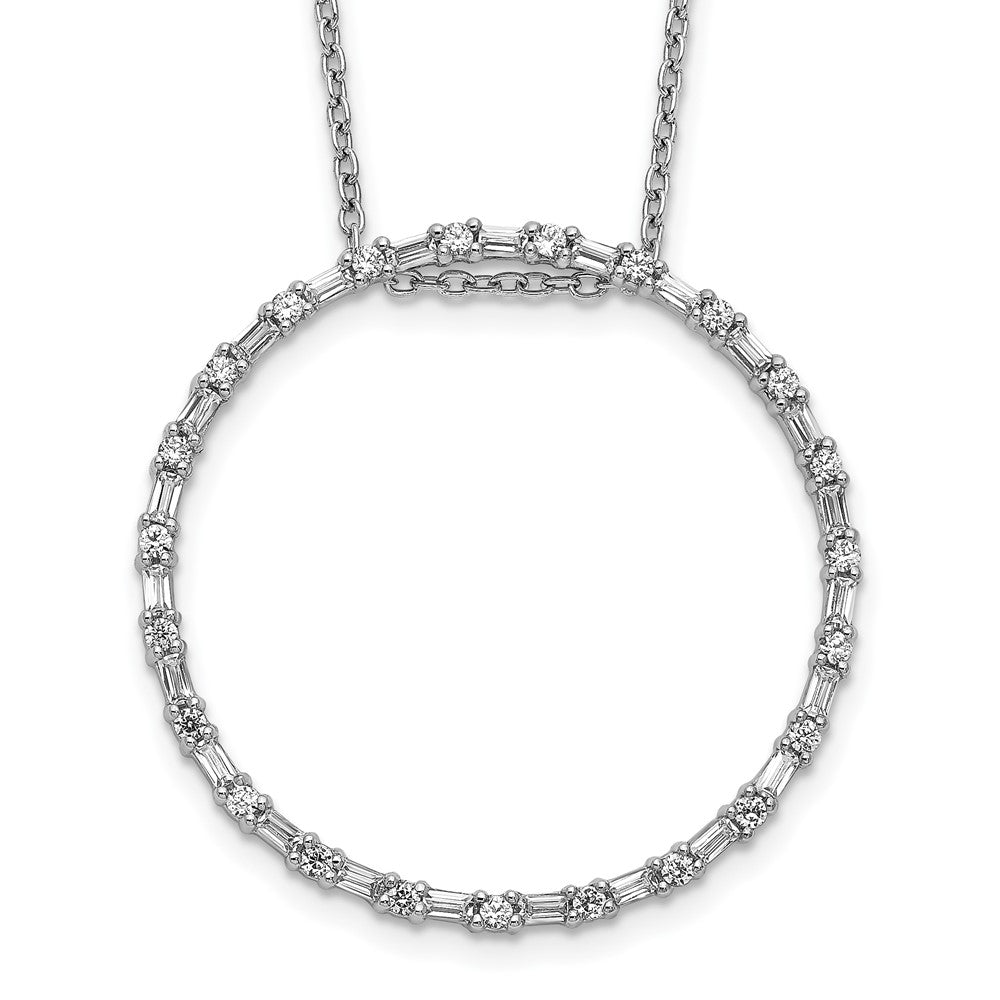 14k white gold real diamond circle necklace pm3787 050 wa