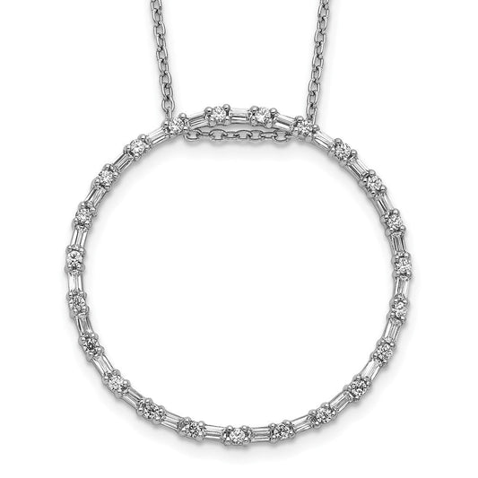 14k white gold real diamond circle necklace pm3787 050 wa
