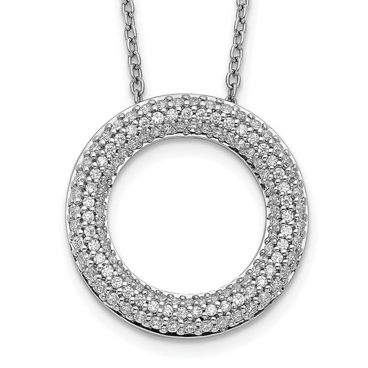 14k white gold real diamond circle 18 inch necklace pm3789 060 wa