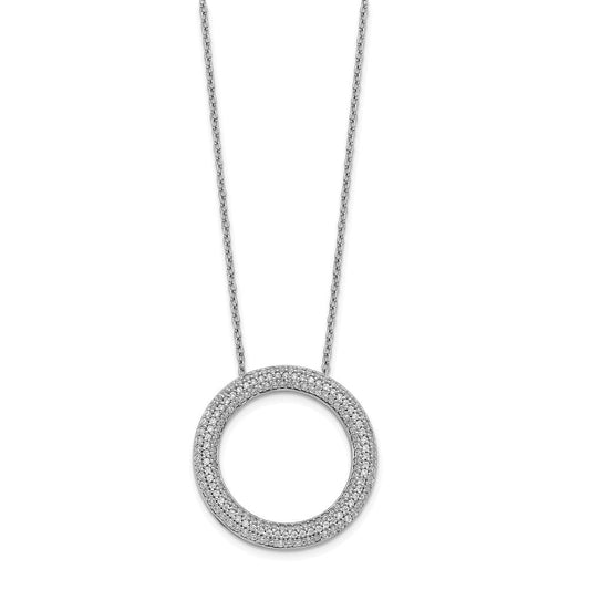14k white gold real diamond circle necklace pm3789 080 wa