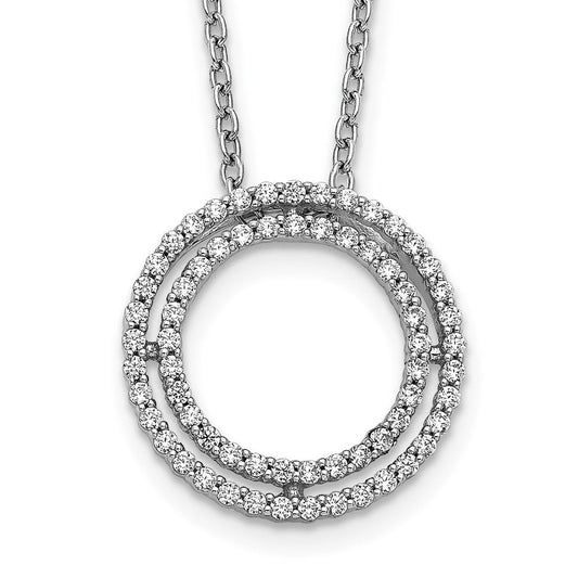 14k white gold real diamond circle necklace pm3790 033 wa