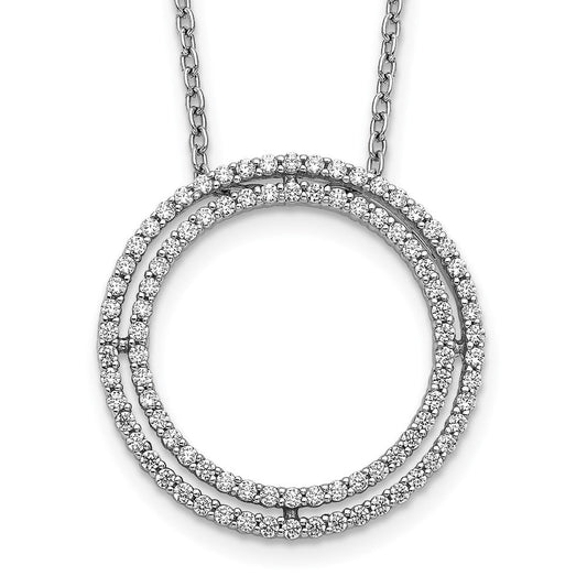 14k white gold real diamond circle necklace pm3790 050 wa
