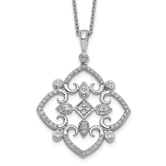 14k white gold real diamond vintage 18 inch necklace pm3792 055 wa