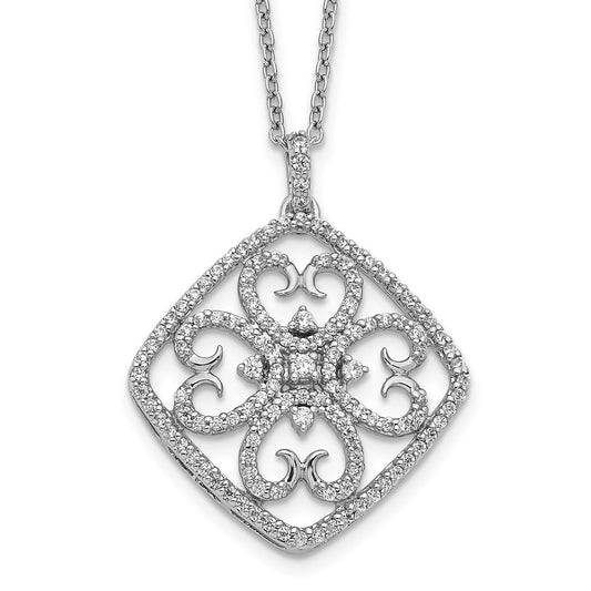 14k white gold real diamond vintage necklace pm3793 060 wa