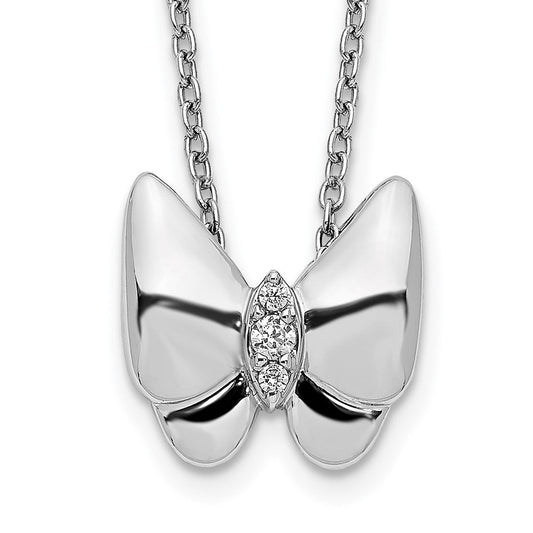 14k white gold real diamond butterfly necklace pm3797 004 wa