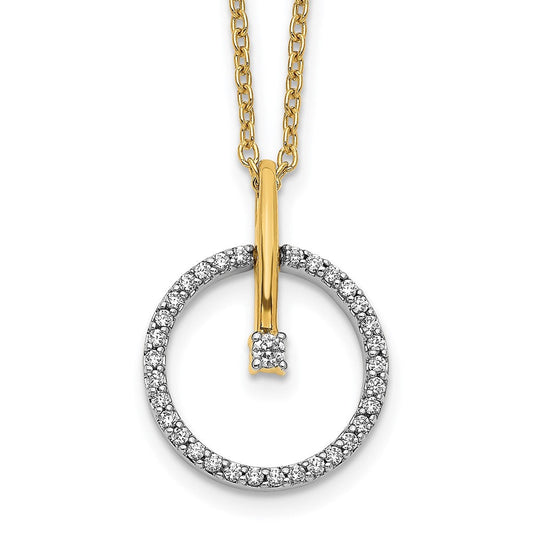 14k two tone gold real diamond circle 18 inch necklace pm3803 020 ywa