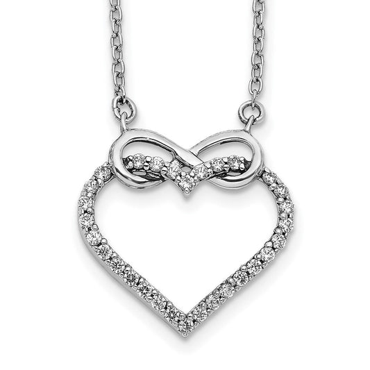 14k white gold real diamond heart infinity 18 inch necklace pm3805 025 wa