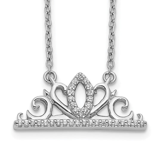 14k white gold real diamond tiara necklace pm3812 010 wa
