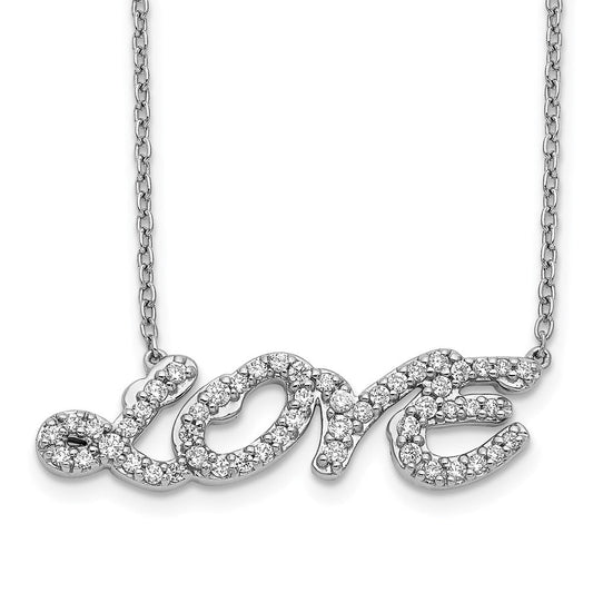 14k white gold real diamond love necklace pm3814 038 wa