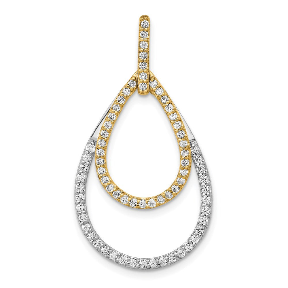 14k two tone gold 1 2ct real diamond double teardrop pendant pm3817 050 ywa