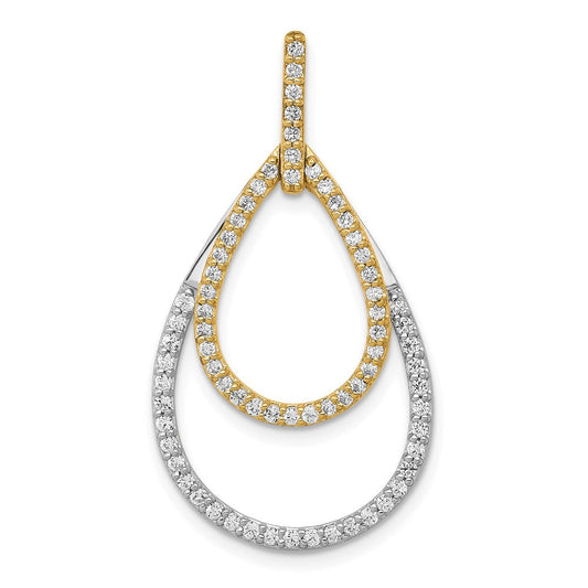 14k two tone gold 1 2ct real diamond double teardrop pendant pm3817 050 ywa