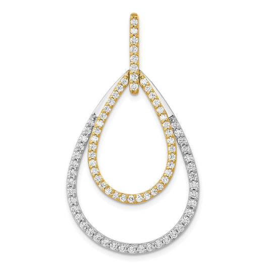 14k two tone gold 1ct real diamond double teardrop pendant pm3817 100 ywa