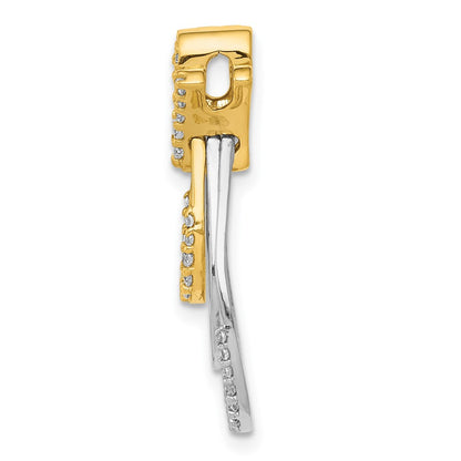 Solid 14k Two-tone 1/4ct. Simulated CZ Triple Teardrop Pendant