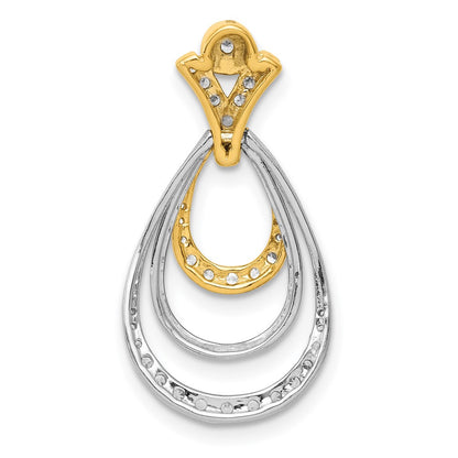 Solid 14k Two-tone 1/4ct. Simulated CZ Triple Teardrop Pendant
