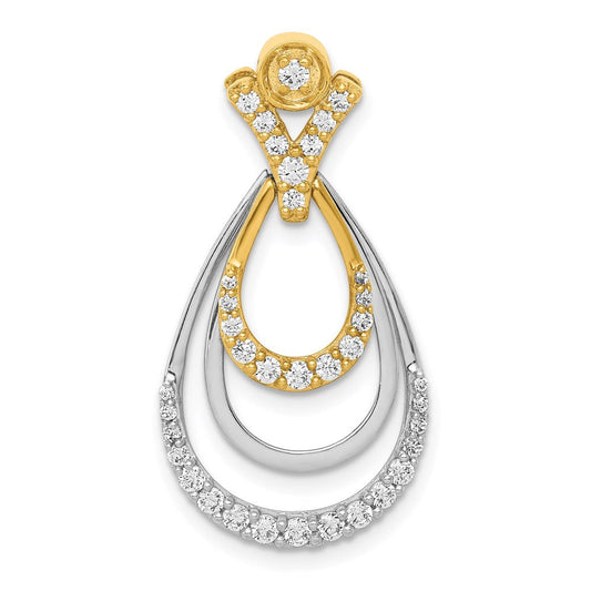 14k two tone gold 1 2ct real diamond triple teardrop pendant pm3822 050 ywa