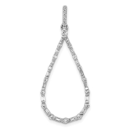 Solid 14k White Gold 1/2ct. Simulated CZ Teardrop Pendant