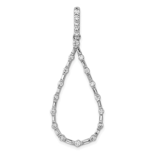 14k white gold 3 4ct real diamond teardrop pendant pm3829 075 wa