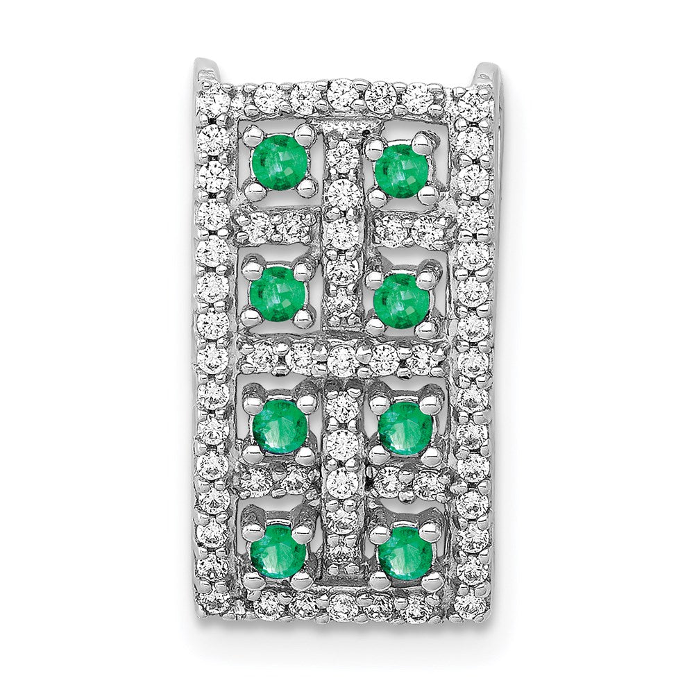 14k white gold real diamond emerald fancy chain slide pm3842 em 030 wa