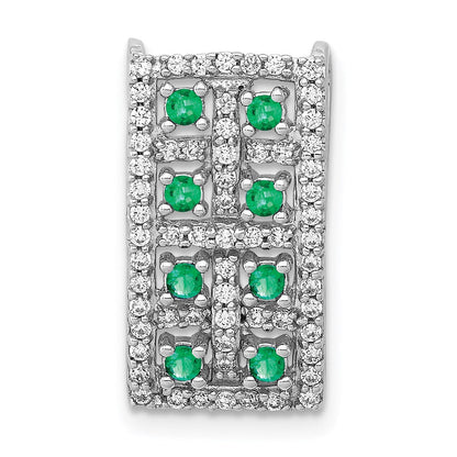 14k white gold real diamond emerald fancy chain slide pm3842 em 030 wa