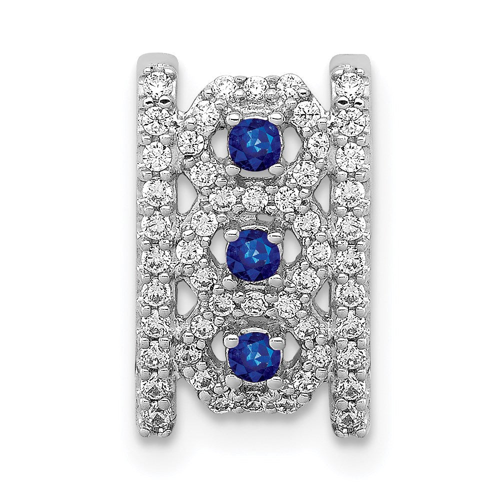 14k white gold 1 4ct real diamond 09 sapphire fancy pendant pm3843 sa 025 wa