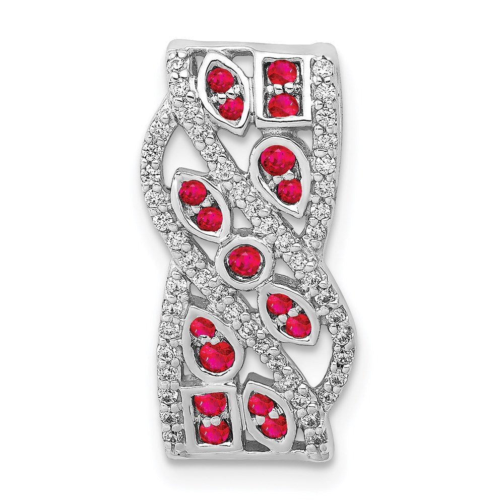 14k white gold real diamond 30 ruby fancy chain slide pm3844 ru 020 wa