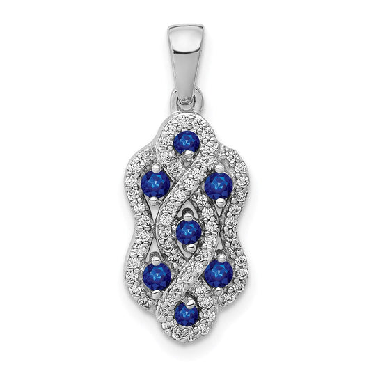 14k white gold real diamond and sapphire fancy twisted pendant pm3845 sa 025 wa