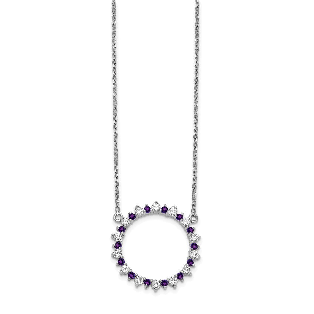 14k white gold real diamond amethyst fancy circle necklace pm3854 am 062 wa 18