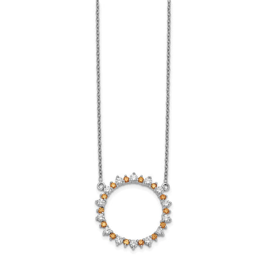 14k white gold real diamond citrine fancy circle necklace pm3854 ci 062 wa 18