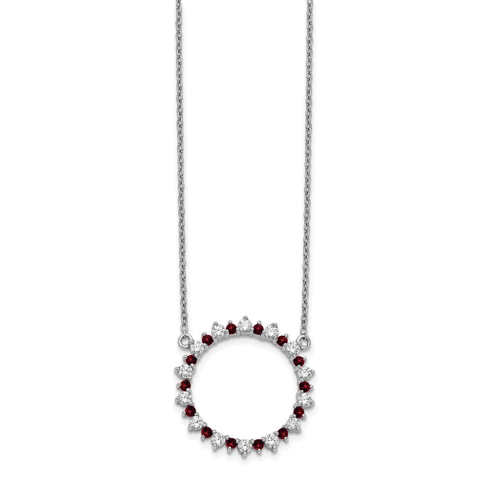 14k white gold real diamond garnet fancy circle necklace pm3854 ga 062 wa 18