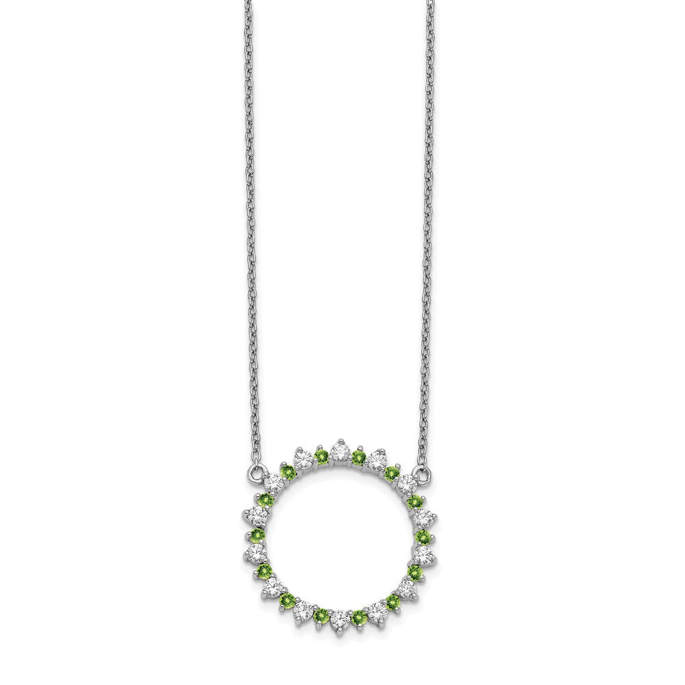 14k white gold real diamond peridot fancy circle necklace pm3854 pe 062 wa 18