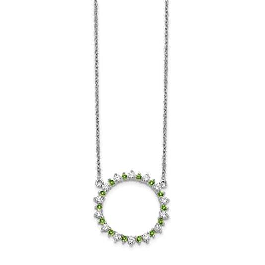 14k white gold real diamond peridot fancy circle necklace pm3854 pe 062 wa 18