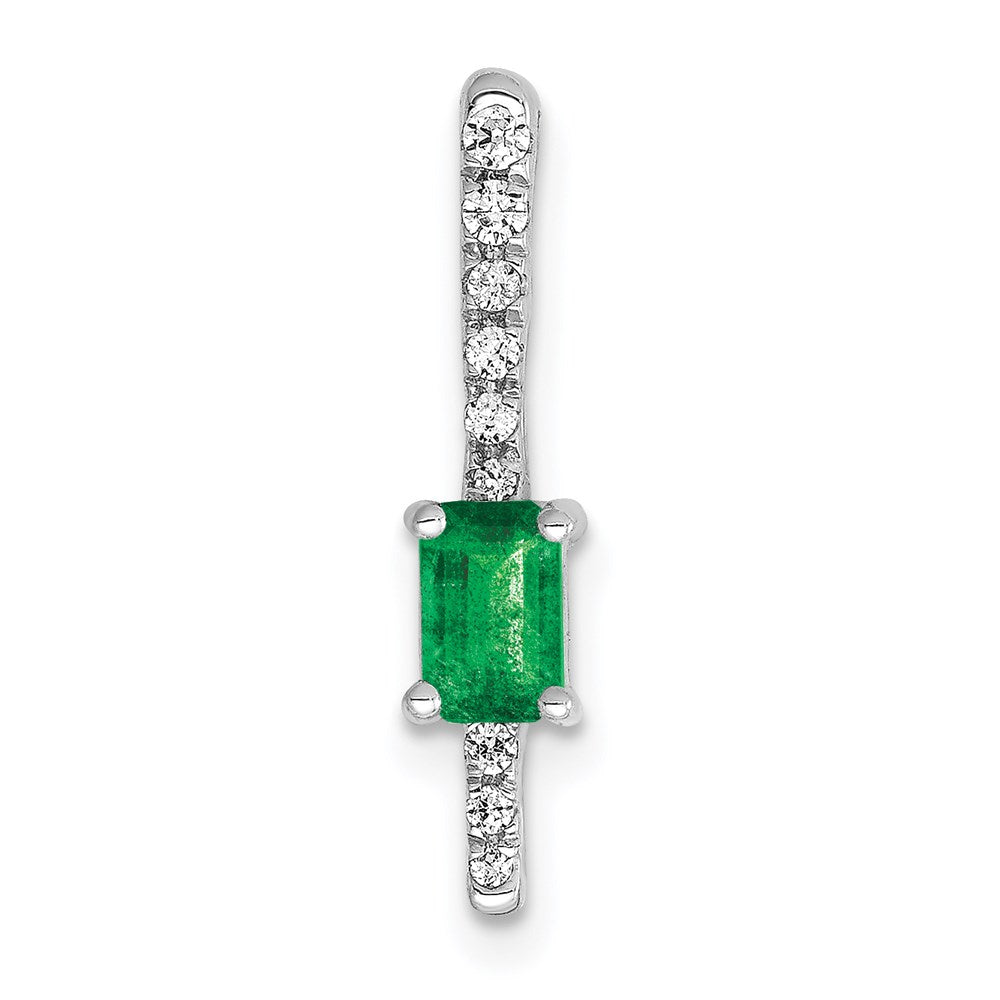 14k white gold real diamond and rectangle emerald fancy chain slide pm3874 em 008 wa