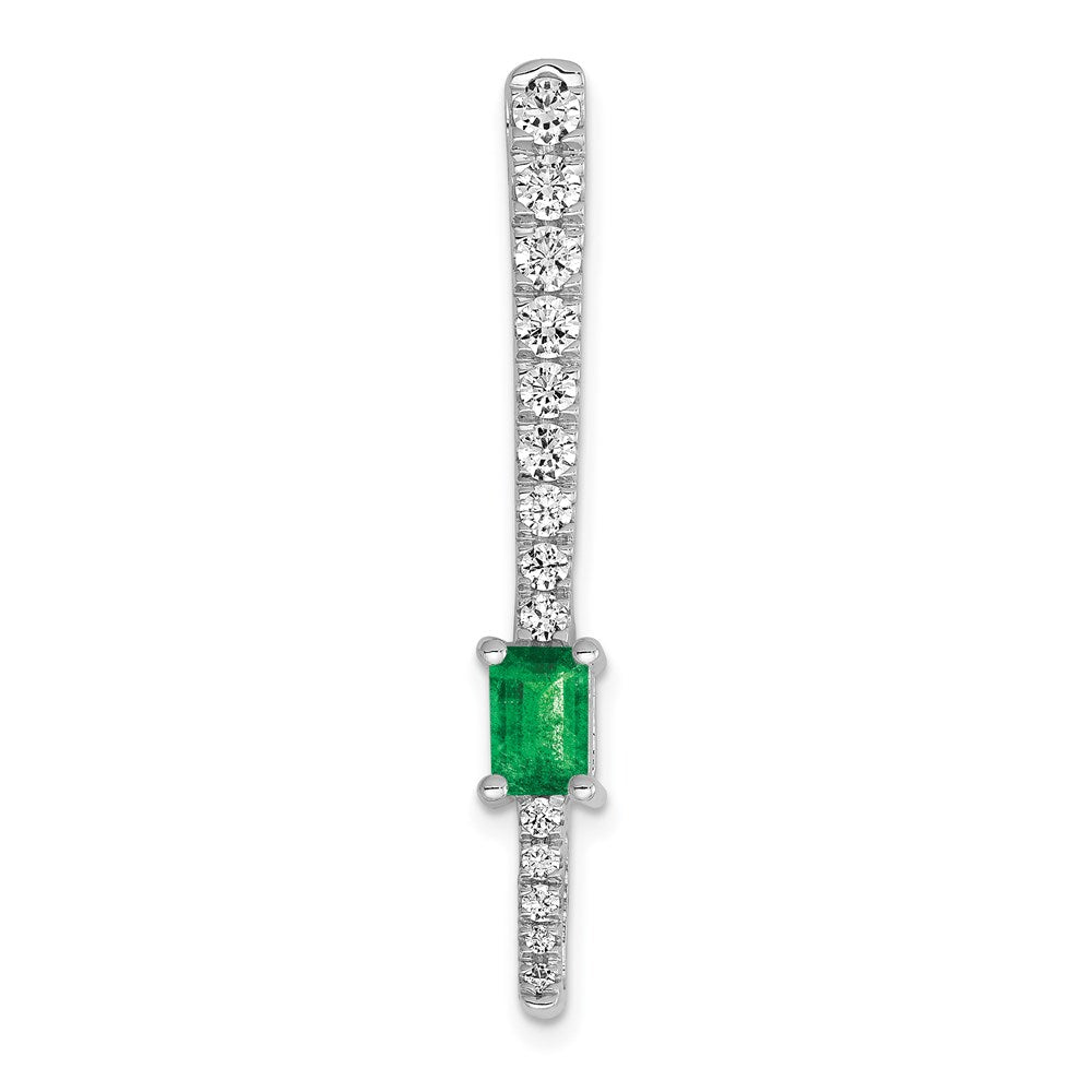 14k white gold real diamond rectangle emerald fancy chain slide pm3874 em 063 wa